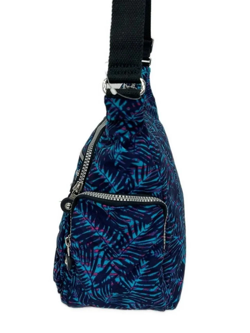 Kipling Dark Navy Light Blue Pink Nylon Shoulder Bag